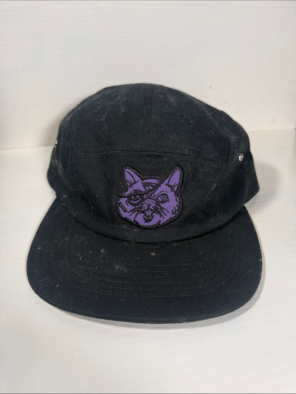 Brian McClaskey - Black Five-Panel Hat with Purple Cat Patch